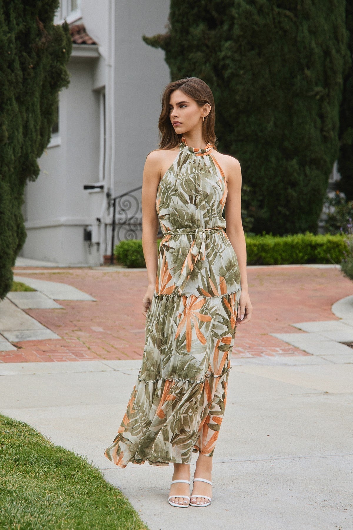 Chic Elastic Neckline Cut-Out Tiered Maxi Dress | Flowy Boho Style | Women's Summer Fashion