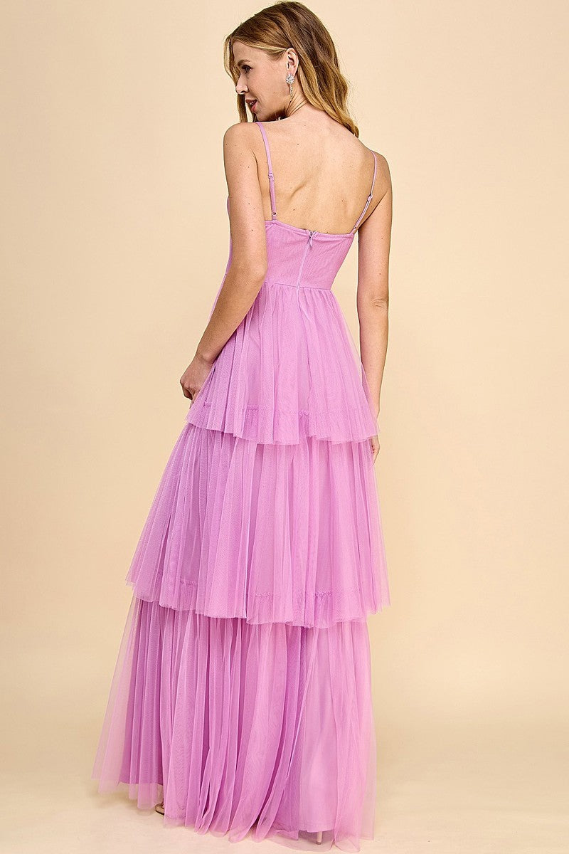 Tulle Ruffle Maxi Dress