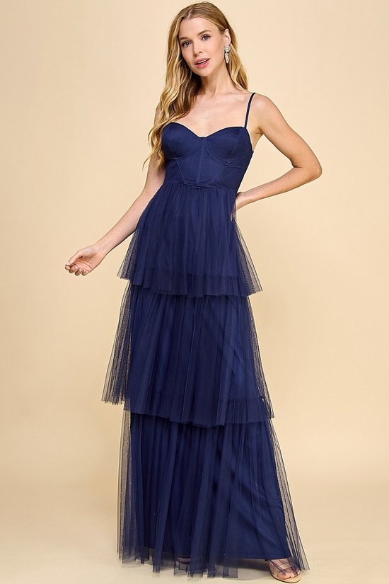 Tulle Ruffle Maxi Dress