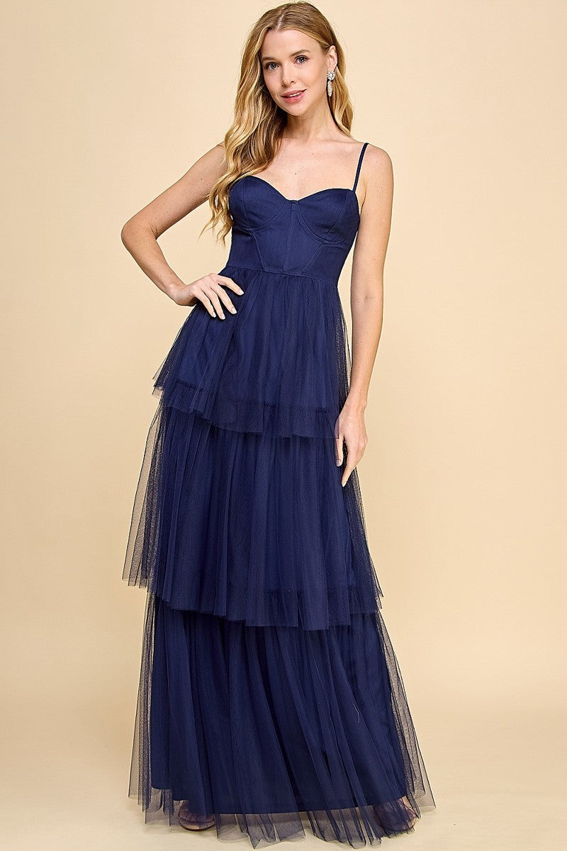 Tulle Ruffle Maxi Dress