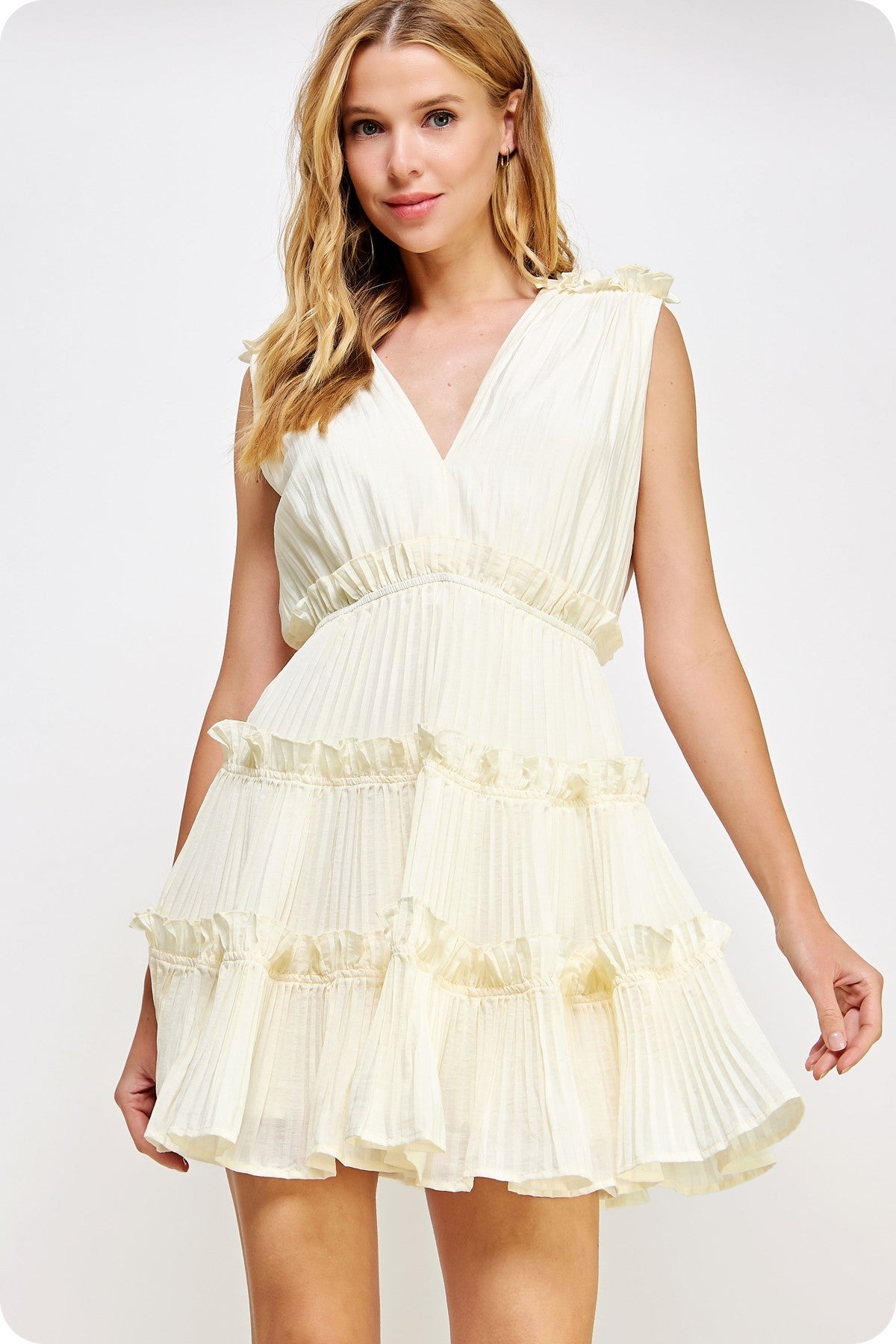 Voluminous Ruffle Pleated Mini Dress – Flirty and Feminine Ruffled Dress for Women